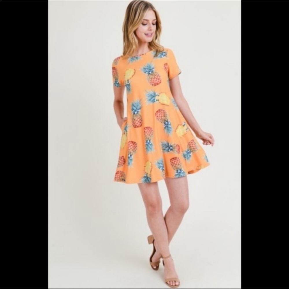 NWOT Pretty pineapple fit & flare dress - Picture 3 of 4